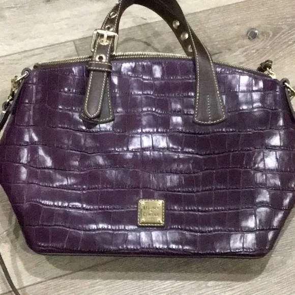 ❌️SOLD❌️ Dooney & Bourke TRINA Grape Croc Leather Satchel Bag - Picture 8 of 8